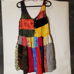 Boho mulitcolored button up dress